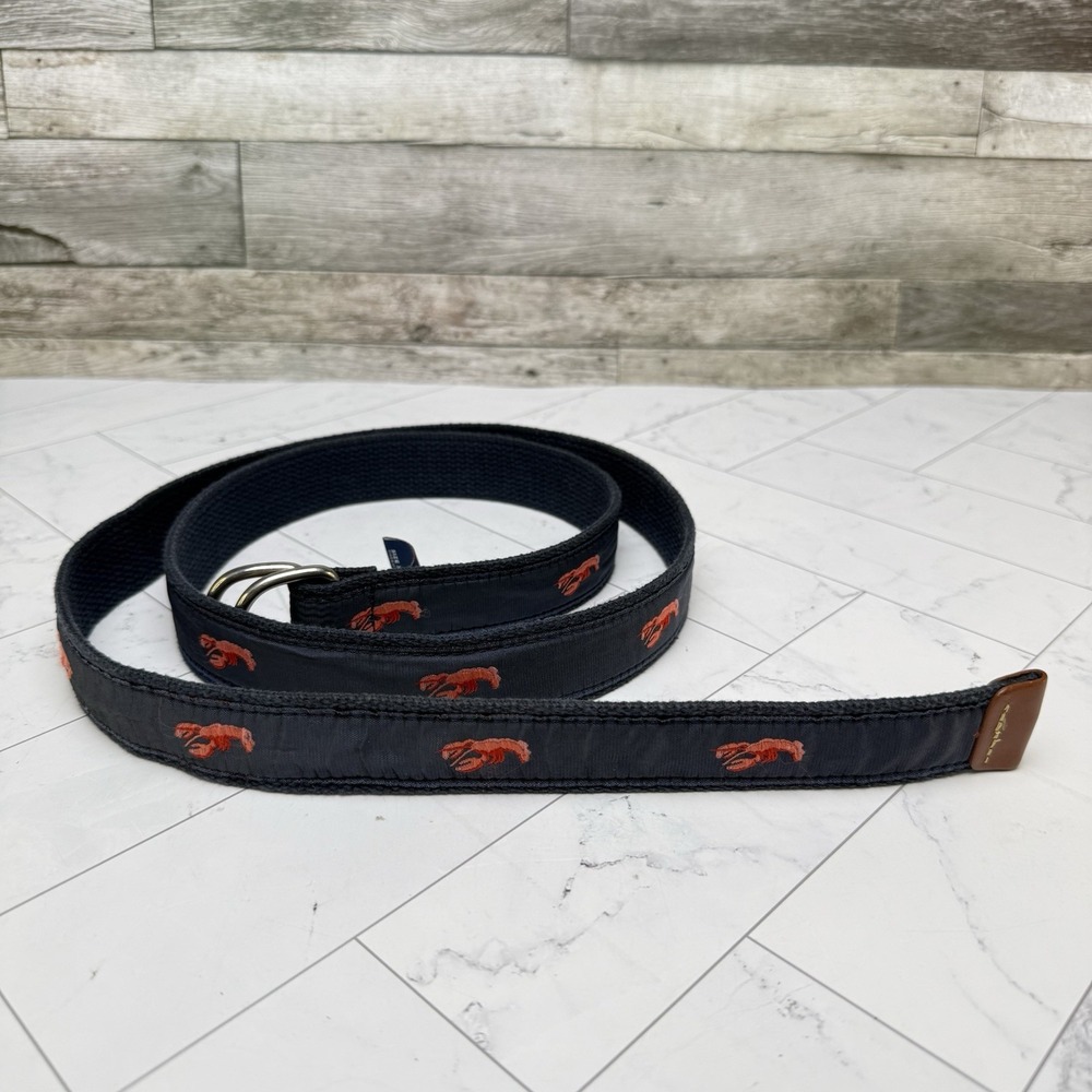 Vineyard Vines 2XL (54") Belt Lobster Navy Canvas D-Ring Nautical Beach